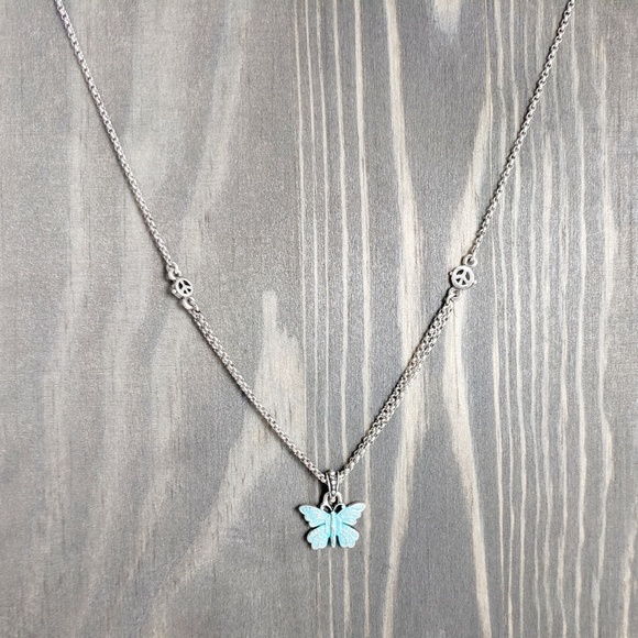 Lucky Brand Jewelry - Lucky Brand Turquoise Enamel Butterfly Necklace